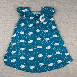 Dot Dot Smile Girls Dress 5/6 Blue Sleeping Sheep Flutter Cap Sleeve Swing Dress